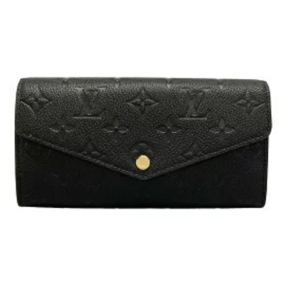 LOUIS VUITTON Portefeuille Sarah Long Wallet Noir Black Leather Cowhide